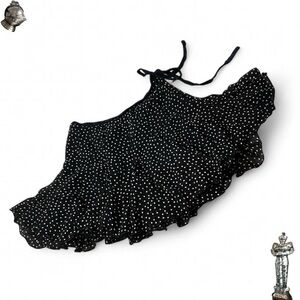 Gorgeous Y2K Angie black polka dot flare ruffle mini skirt with side tie